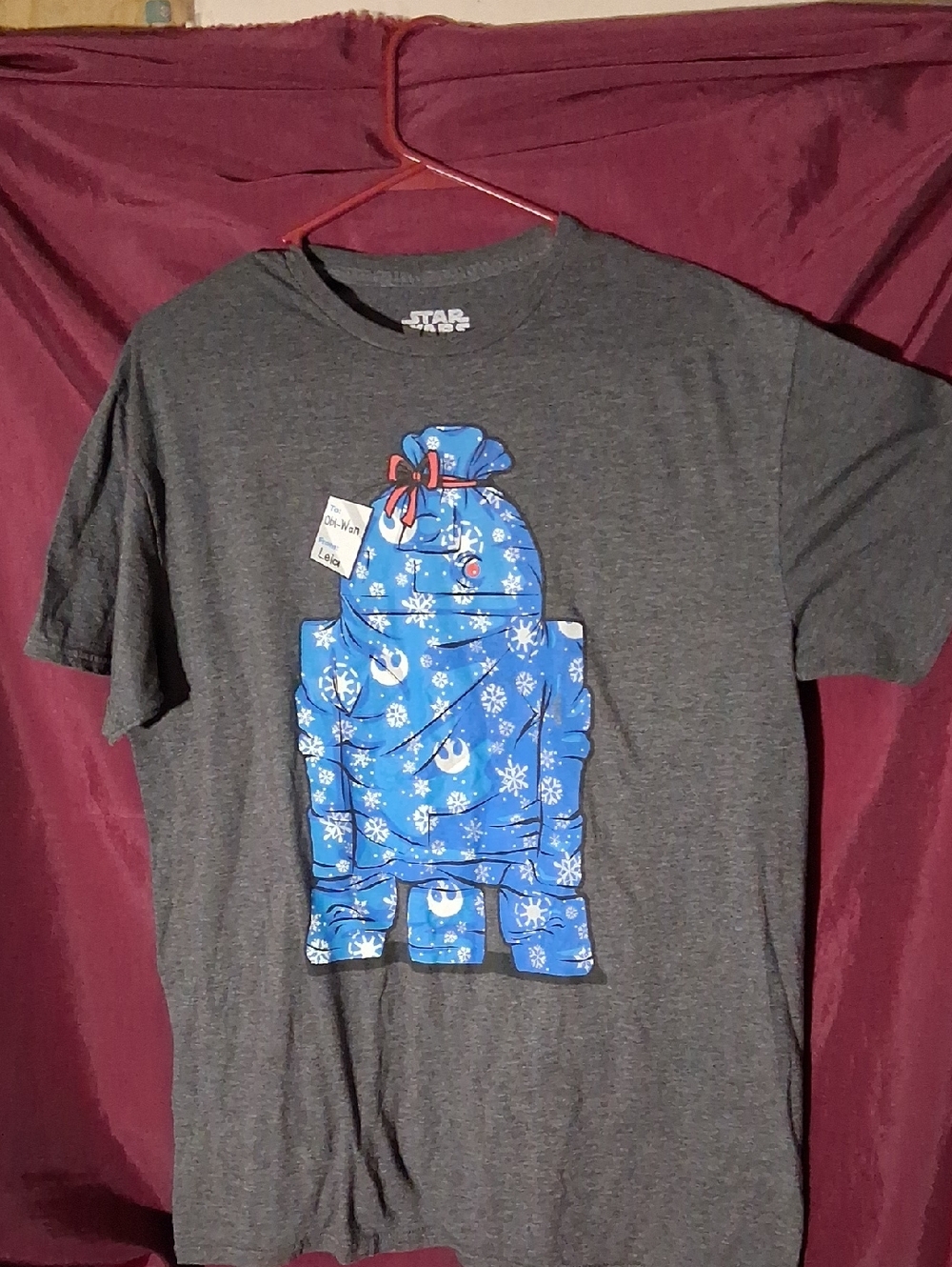 Star Wars Gray Tee with Blue Holiday Droid Print